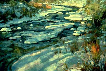 SUNLIGHT AND CREEK, oil on canvas, 33 x48 inches, copyright ©1994 
