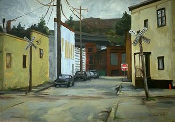 THE OTHER SIDE OF THE TRACKS, oil on canvas, 21 x 30 inches, copyright ©1993 