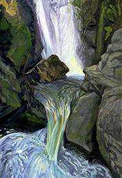 CONTINUOUS PLUNGING AT BRIDGE CREEK, oil on canvas, 48 x 32 inches, copyright ©1994 
