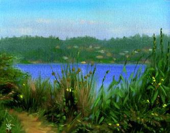 LAKESIDE, oil on canvas, 8 x 10 inches, copyright ©1995 